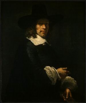Portrait of a man with a pair of gloves