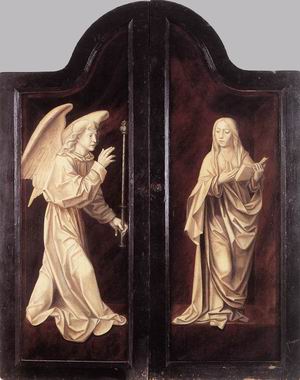 Virgin and Child with St Catherine and St Barbara (closed) 1520-25