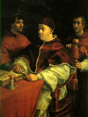 Pope Leo X with two cardinals 1518