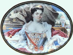 Portrait of Catherine I in front of Ekaterinhov 1724