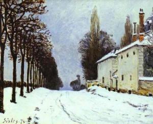 Snow on the Road, Louveciennes (Chemin de la Machine). 1874