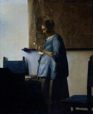 Woman in Blue Reading a Letter c. 1662-63