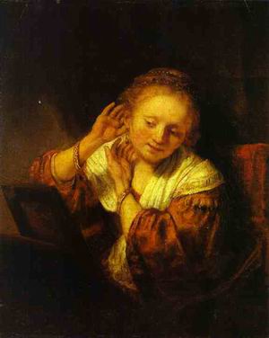 A Young Woman Trying on Earings 1657