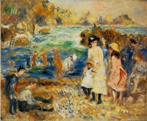 Beach Scene, Guernsey (Enfants au bord de la mer a Guernesey) 1883