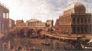 Palladian Design for the Rialto Bridge, with Buildings at Vicenza 1740s