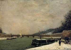 The Seine Pont D Iena Snowing