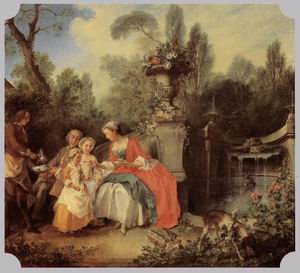 Lady and Gentleman with two Girls and a Servant 1742
