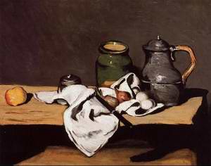 Still Life with Green Pot and Pewter Jug