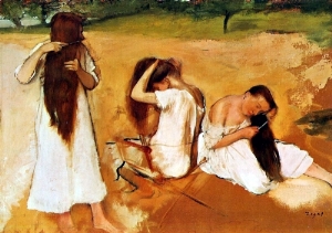 Three Women Combing Their Hair 1875-76