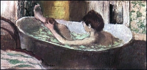Woman in Her Bath Washing Her Leg 1883-84