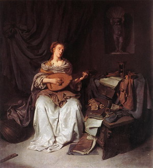 Woman Playing a Lute 1664-65