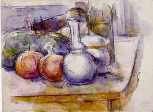 Still Life With Carafe Sugar Bowl Bottle Pommegranates And Watermelon