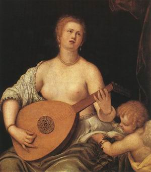 The Lute-playing Venus with Cupid after 1550