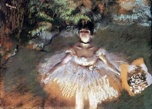 Dancer Onstage with a Bouquet 1876