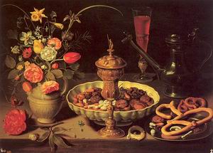 Still Life with Vase, Jug, and Platter of Dried Fruit 1619