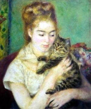 Woman with a cat,c.1875