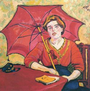 Girl in Red with a Parasol 1909