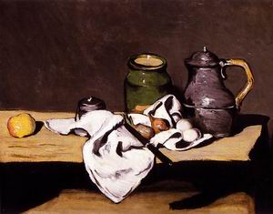 Still Life with Green Pot and Pewter Jug 1867-69