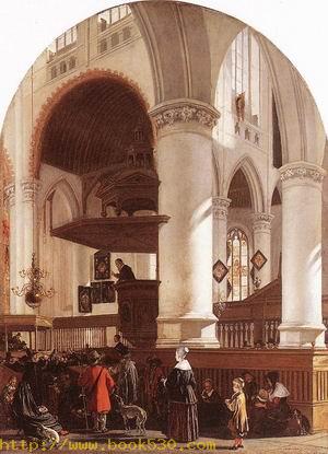Interior of the Oude Kerk at Delft during a Sermon 1651