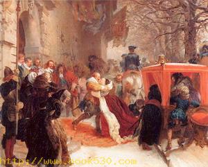 Gustav Adolph Greets his Wife outside Hanau Castle in January 1632 1847