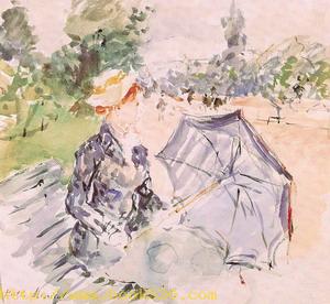 Lady with a Parasol Sitting in a Park 1885