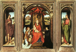 Triptych, open panels, 1485