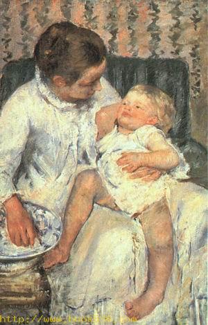 Mother About to Wash Her Sleepy Child 1880