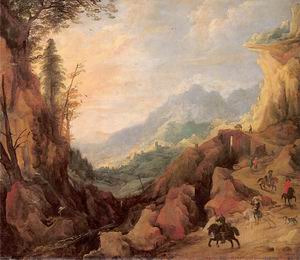 Mountainous Landscape with a Bridge and Four Horsemen