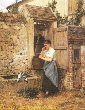 Peasant Girl and Doves 1880