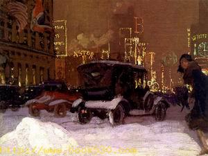 Wintery Evening in Times Square 1927