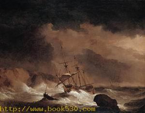An Indiaman in a Gale off a Rocky Coast