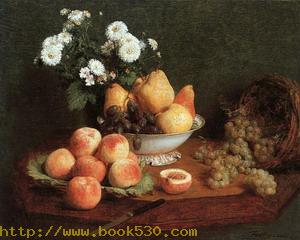 Flowers &amp; Fruit on a Table 1865