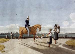 Gentleman on Horseback and Country Girl on the Banks of the Isar near Munich 1831