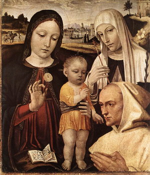 Madonna and Child, St Catherine and the Blessed Stefano Maconi c. 1490