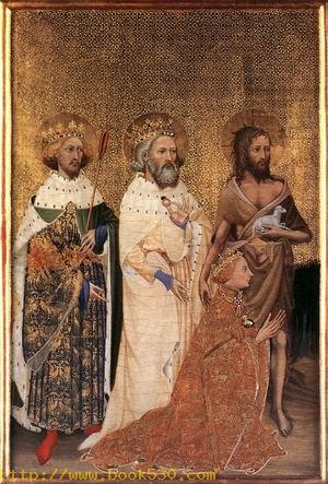 Wilton Diptych, Richard II of England with his patron saints 1395