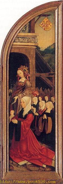 Tryptych with the Adoration of the Magi, Donors, &amp; Saints(right) 1517