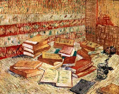 Still Life with French Novels and a Rose