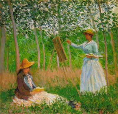 Suzanne Reading and Blanche Painting by the Marsh