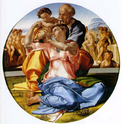 The Holy Family with the infant St. John the Baptist (the Doni tondo)