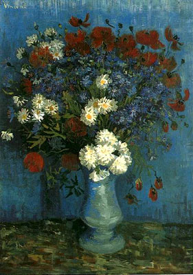 Vase with Cornflowers and Poppies