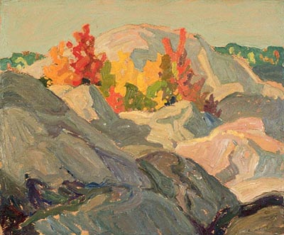 Autumn Foliage against Grey Rock