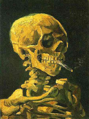 Skull with Burning Cigarette