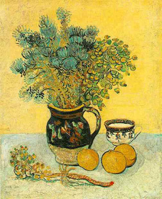 Still Life: Majolica Jug with Wildflowers