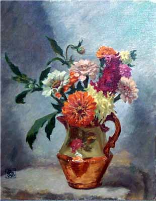 Still Life with Dahlias and Marigolds