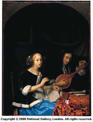 A Woman singing and a Man with a Cittern