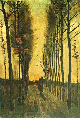 Avenue of Poplars at Sunset