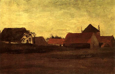 Farmhouses in Loosduinen near The Hague at Twilight