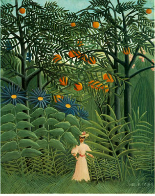 Woman Walking in an Exotic Forest