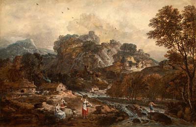 Mountain Landscape with Washerwomen and Fisherman