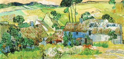 Thatched Cottages by a Hill